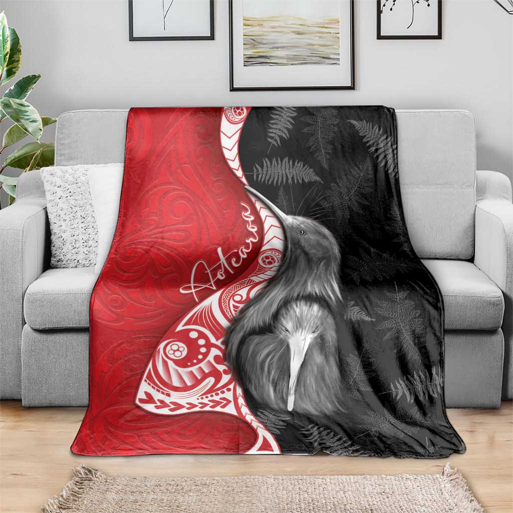 New Zealand Aotearoa Blanket Kiwi Fern Maori Pattern Red Version LT05 - Polynesian Pride