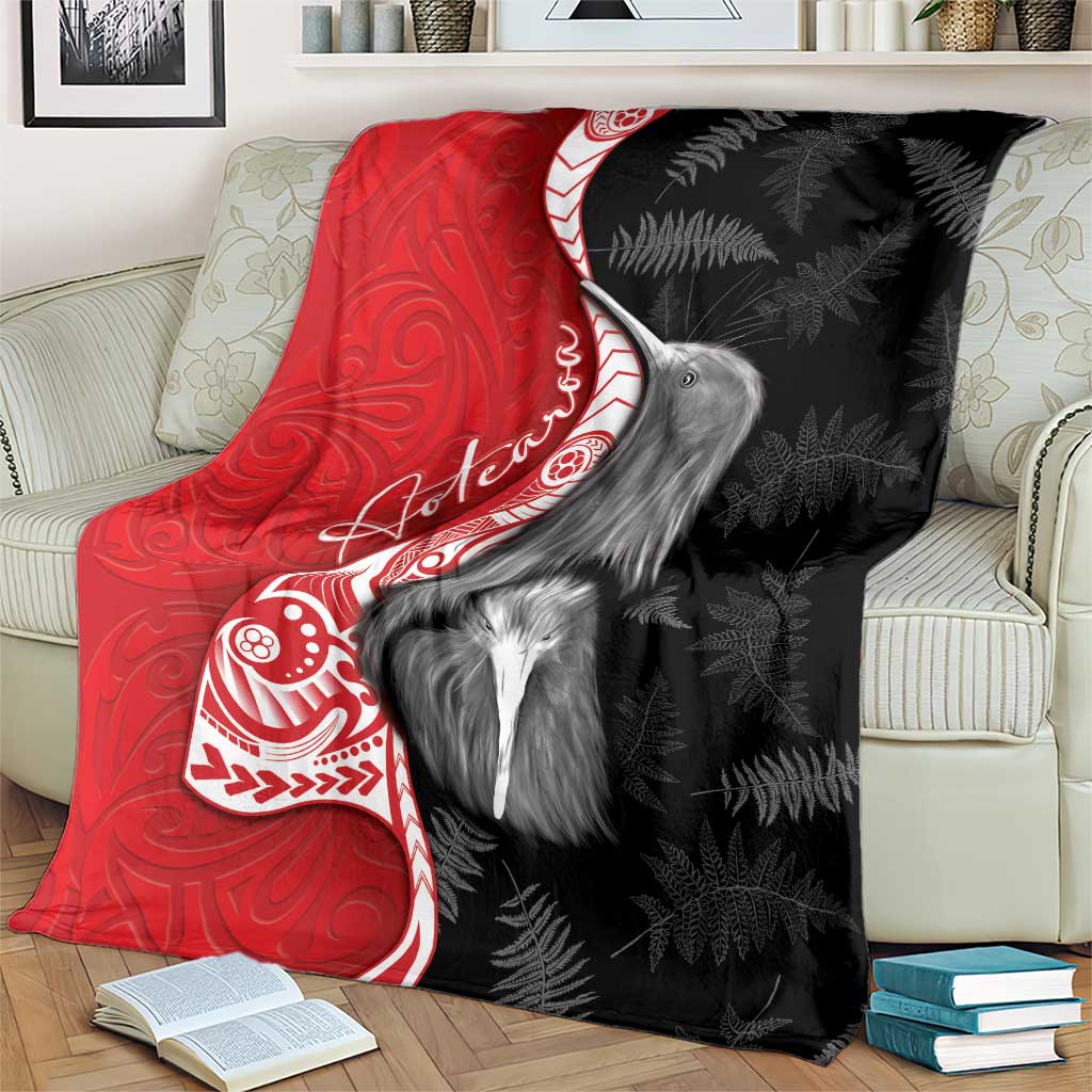 New Zealand Aotearoa Blanket Kiwi Fern Maori Pattern Red Version LT05 - Polynesian Pride