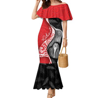 New Zealand Aotearoa Mermaid Dress Kiwi Fern Maori Pattern Red Version LT05 Women Red - Polynesian Pride