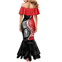 New Zealand Aotearoa Mermaid Dress Kiwi Fern Maori Pattern Red Version LT05 - Polynesian Pride