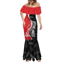 New Zealand Aotearoa Mermaid Dress Kiwi Fern Maori Pattern Red Version LT05 - Polynesian Pride