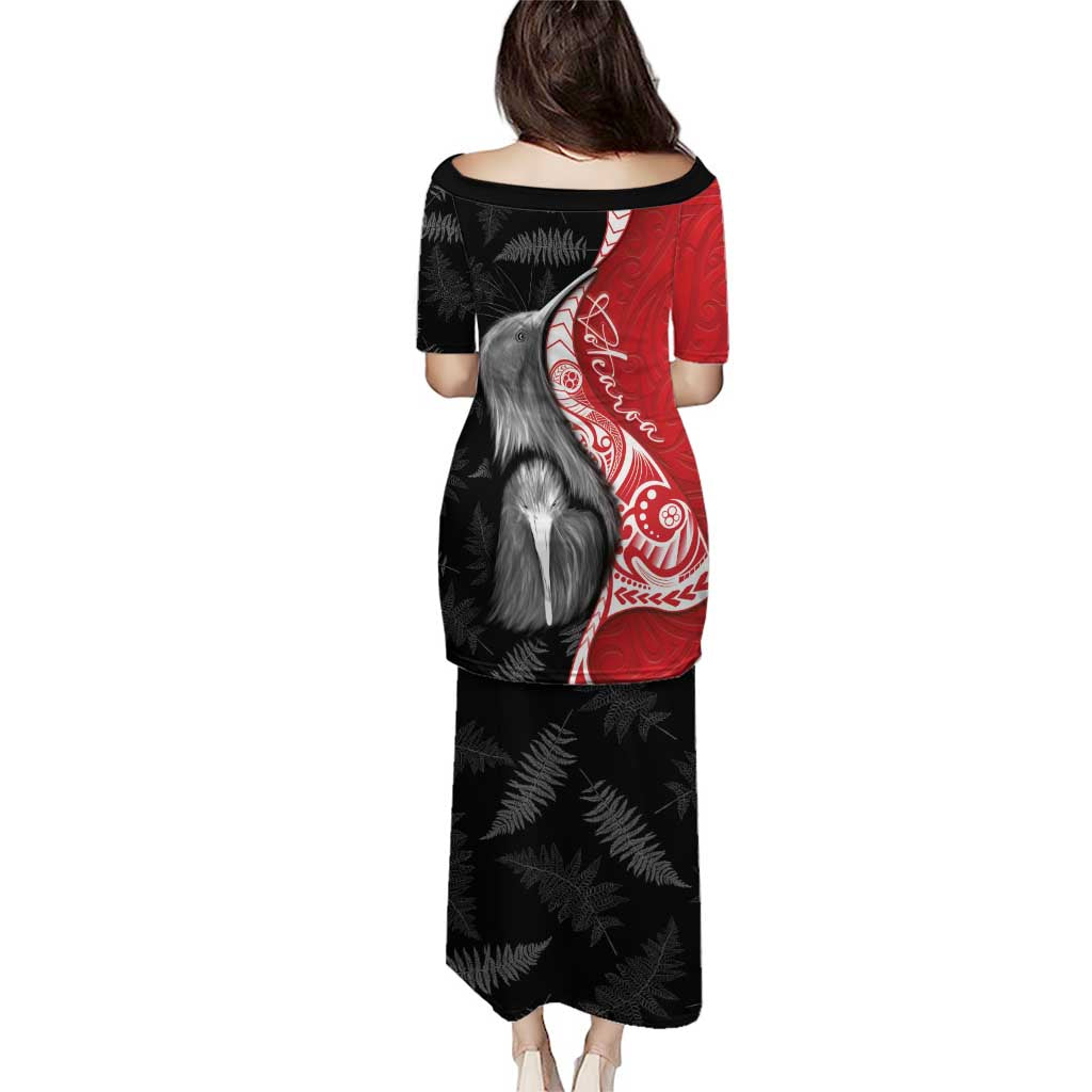 New Zealand Aotearoa Puletasi Kiwi Fern Maori Pattern Red Version LT05 - Polynesian Pride