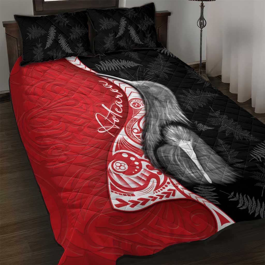 New Zealand Aotearoa Quilt Bed Set Kiwi Fern Maori Pattern Red Version LT05 Red - Polynesian Pride