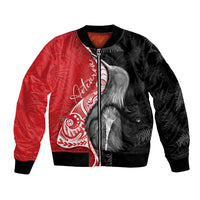 New Zealand Aotearoa Sleeve Zip Bomber Jacket Kiwi Fern Maori Pattern Red Version LT05 Unisex Red - Polynesian Pride