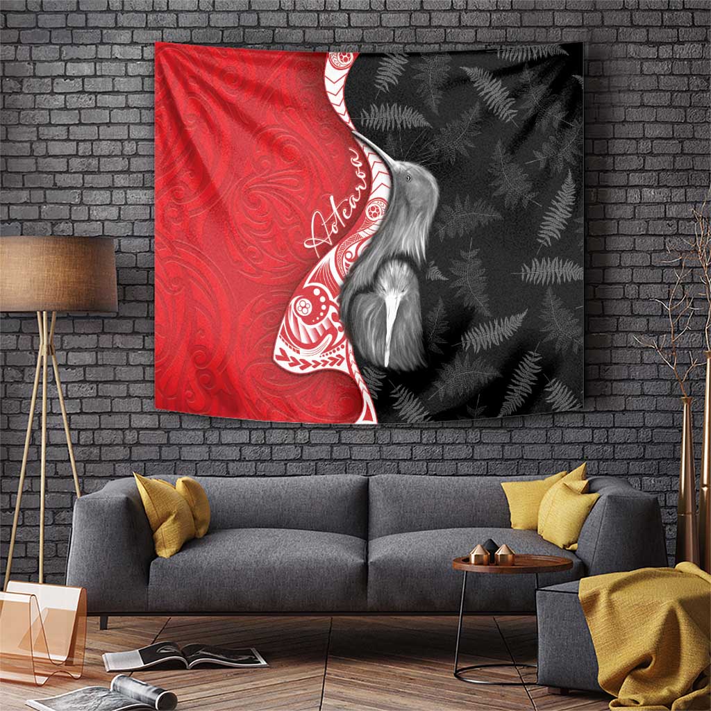 New Zealand Aotearoa Tapestry Kiwi Fern Maori Pattern Red Version LT05 Red - Polynesian Pride