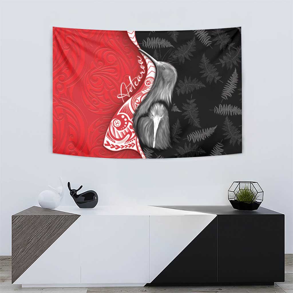 New Zealand Aotearoa Tapestry Kiwi Fern Maori Pattern Red Version LT05 - Polynesian Pride