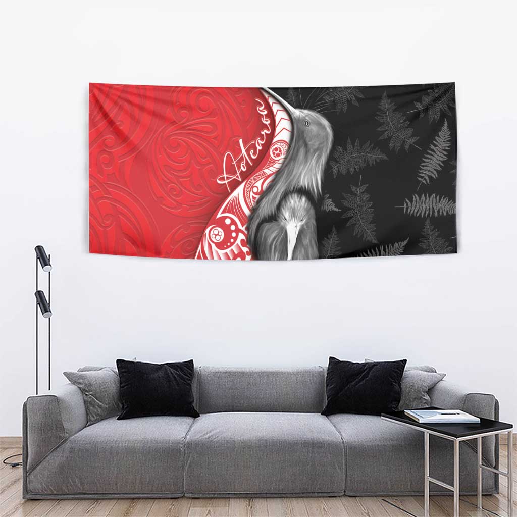 New Zealand Aotearoa Tapestry Kiwi Fern Maori Pattern Red Version LT05 - Polynesian Pride