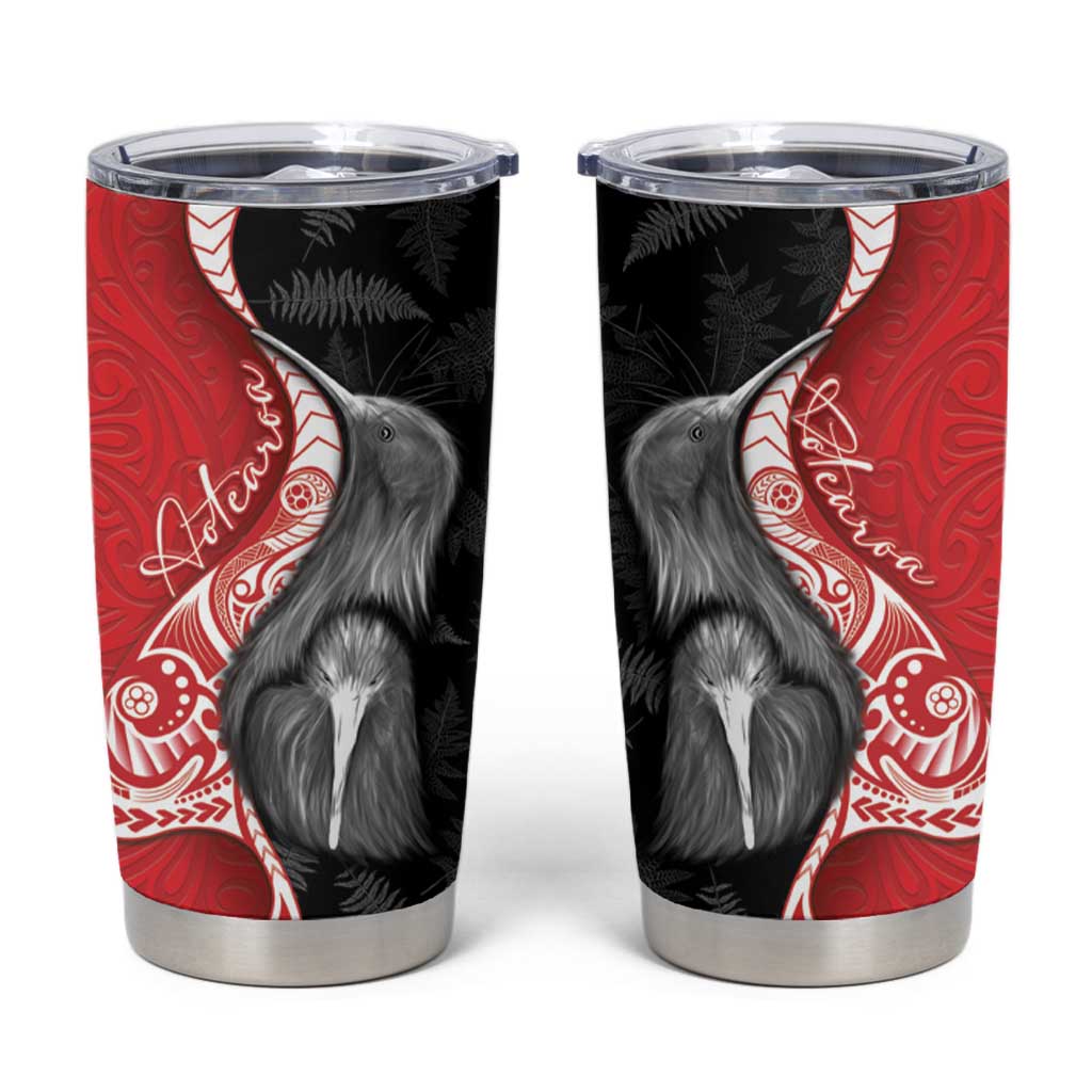 New Zealand Aotearoa Tumbler Cup Kiwi Fern Maori Pattern Red Version LT05 Red - Polynesian Pride