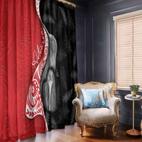 New Zealand Aotearoa Window Curtain Kiwi Fern Maori Pattern Red Version LT05 - Polynesian Pride