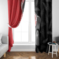 New Zealand Aotearoa Window Curtain Kiwi Fern Maori Pattern Red Version LT05 - Polynesian Pride