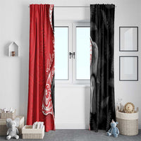 New Zealand Aotearoa Window Curtain Kiwi Fern Maori Pattern Red Version LT05 - Polynesian Pride