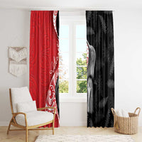 New Zealand Aotearoa Window Curtain Kiwi Fern Maori Pattern Red Version LT05 - Polynesian Pride
