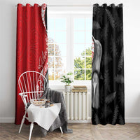 New Zealand Aotearoa Window Curtain Kiwi Fern Maori Pattern Red Version LT05 - Polynesian Pride