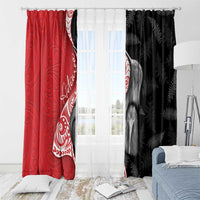 New Zealand Aotearoa Window Curtain Kiwi Fern Maori Pattern Red Version LT05 - Polynesian Pride