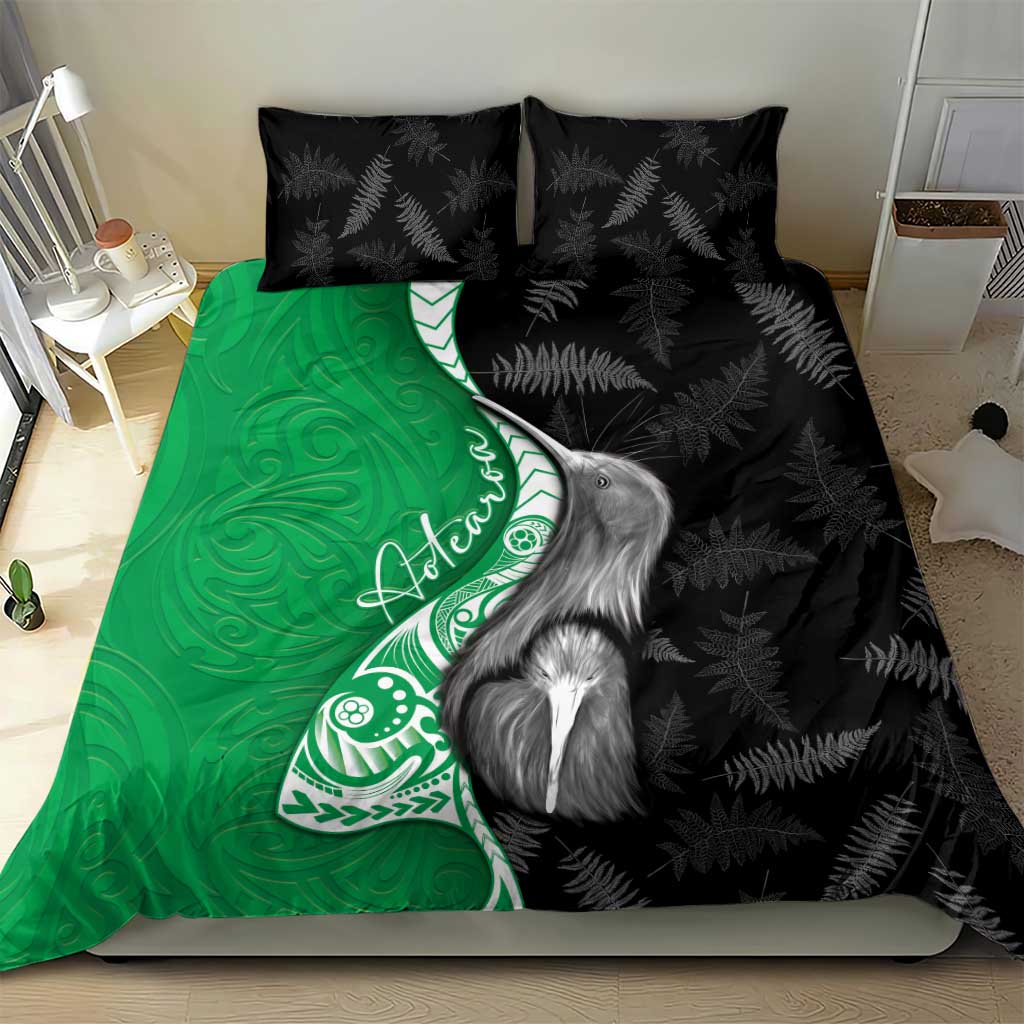 New Zealand Aotearoa Bedding Set Kiwi Fern Maori Pattern Green Version LT05 - Polynesian Pride