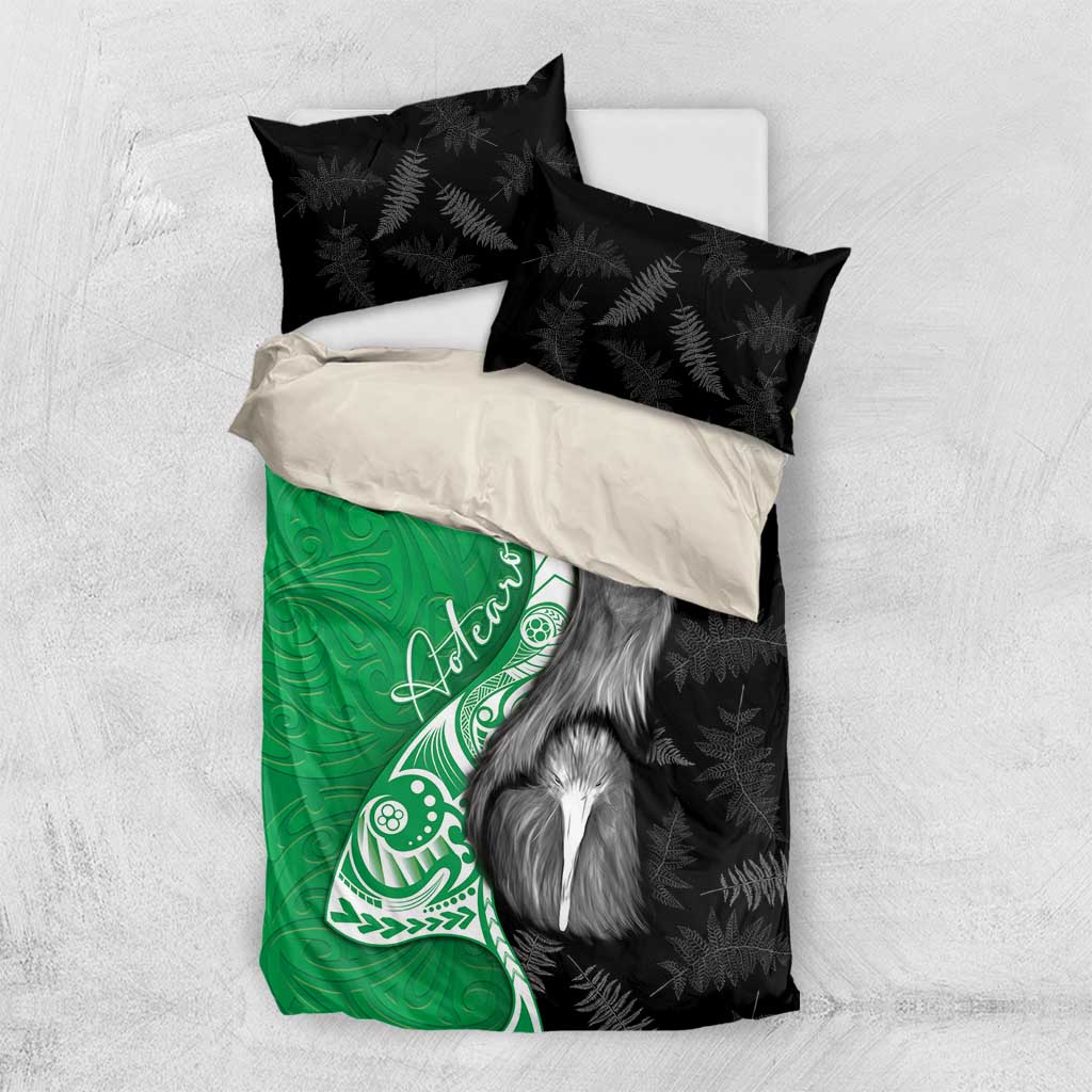 New Zealand Aotearoa Bedding Set Kiwi Fern Maori Pattern Green Version LT05 US Twin 172cm x 218cm Green - Polynesian Pride