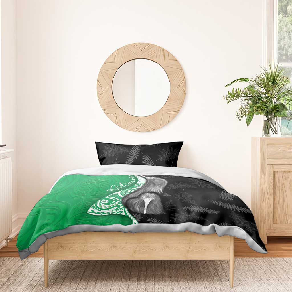 New Zealand Aotearoa Bedding Set Kiwi Fern Maori Pattern Green Version LT05 - Polynesian Pride