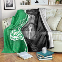 New Zealand Aotearoa Blanket Kiwi Fern Maori Pattern Green Version LT05 Green - Polynesian Pride