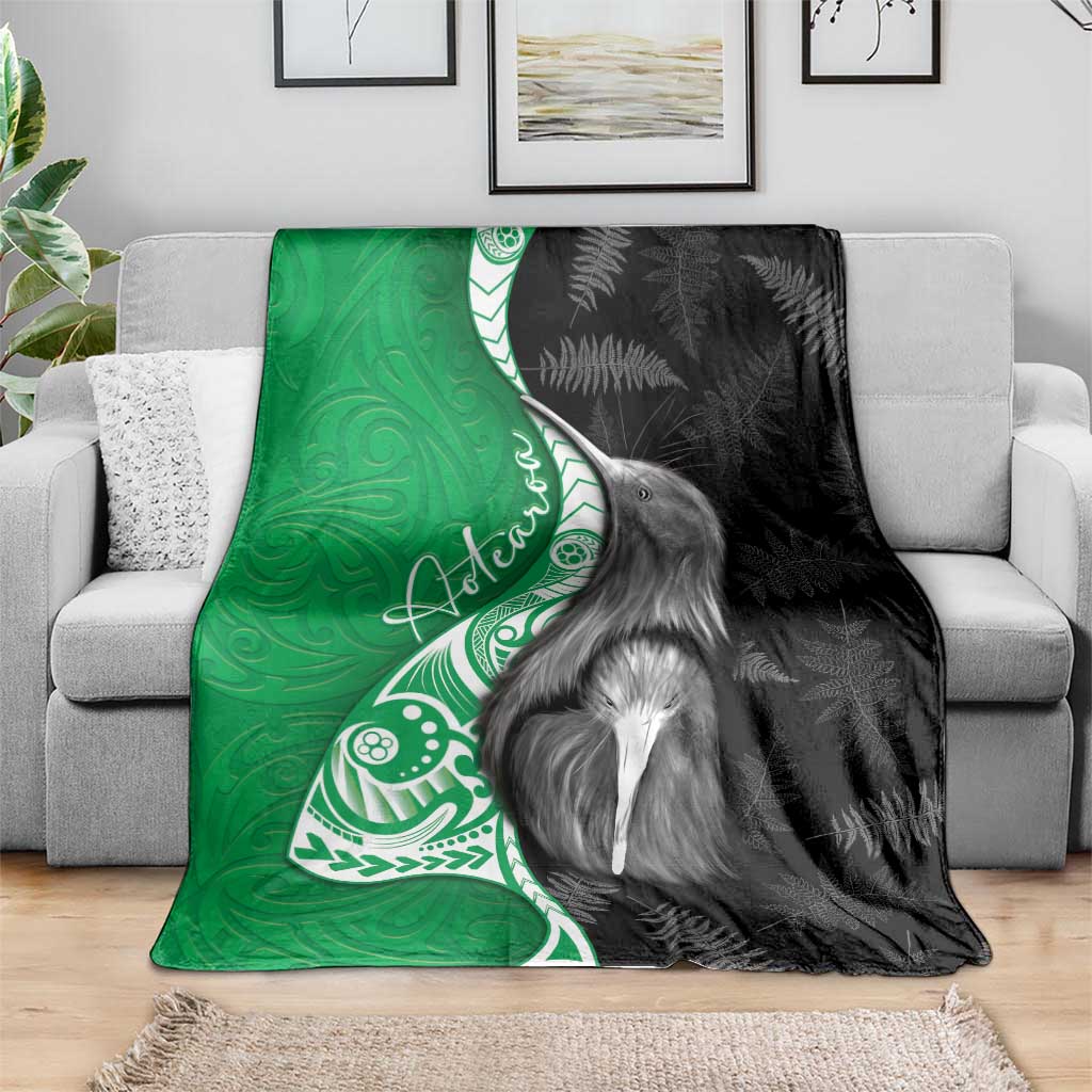 New Zealand Aotearoa Blanket Kiwi Fern Maori Pattern Green Version LT05 - Polynesian Pride