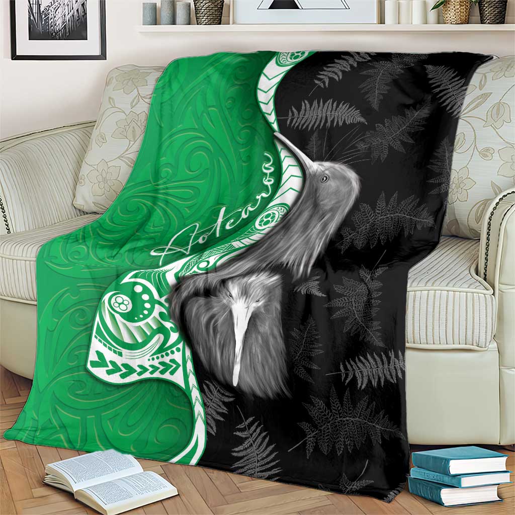 New Zealand Aotearoa Blanket Kiwi Fern Maori Pattern Green Version LT05 - Polynesian Pride