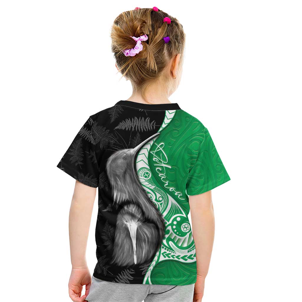 New Zealand Aotearoa Kid T Shirt Kiwi Fern Maori Pattern Green Version LT05 - Polynesian Pride
