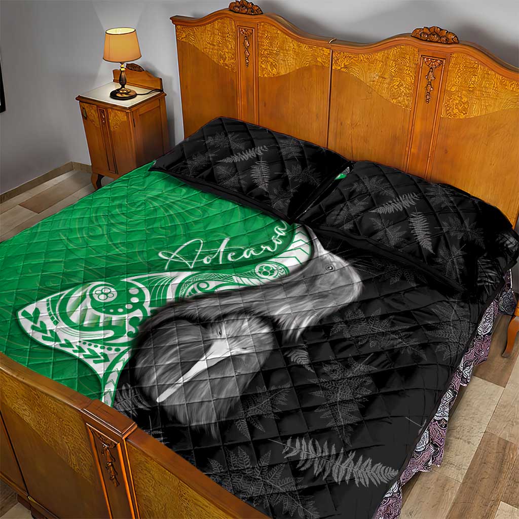 New Zealand Aotearoa Quilt Bed Set Kiwi Fern Maori Pattern Green Version LT05 - Polynesian Pride