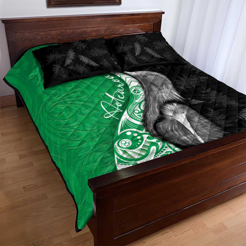 New Zealand Aotearoa Quilt Bed Set Kiwi Fern Maori Pattern Green Version LT05 - Polynesian Pride
