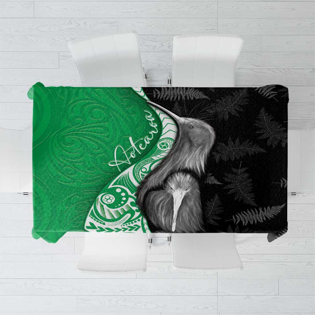 New Zealand Aotearoa Tablecloth Kiwi Fern Maori Pattern Green Version LT05 Green - Polynesian Pride