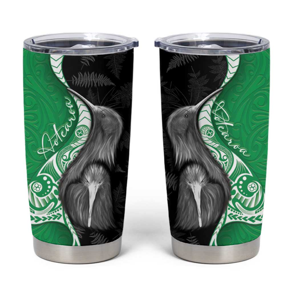 New Zealand Aotearoa Tumbler Cup Kiwi Fern Maori Pattern Green Version LT05 Green - Polynesian Pride