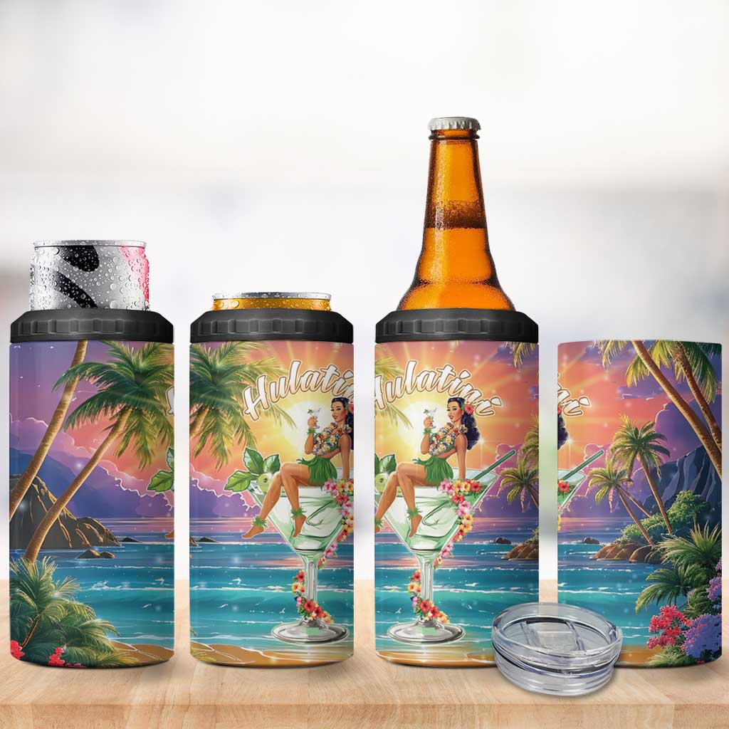 Aloha Hawaii 4 in 1 Can Cooler Tumbler Hula Martini Tropical Vibes LT05 - Polynesian Pride
