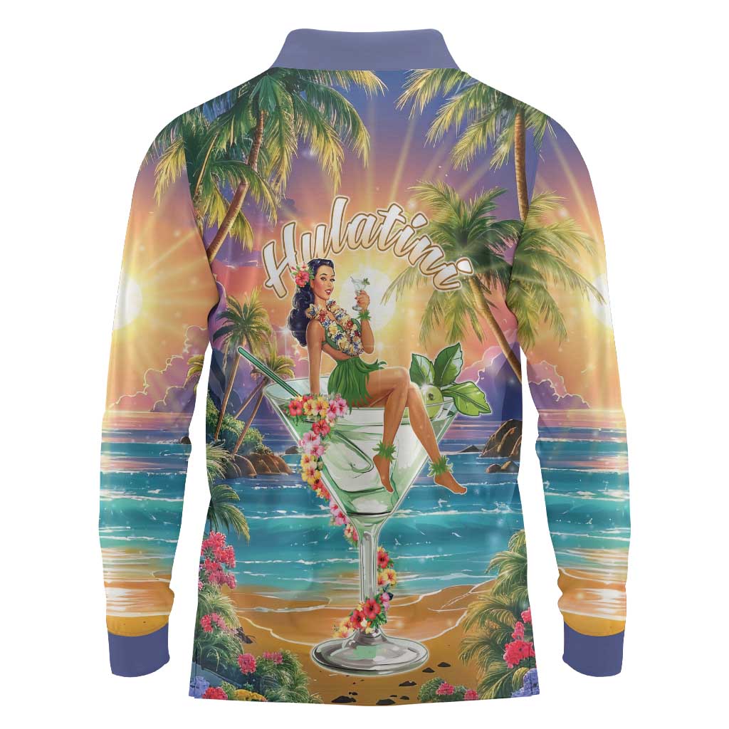 Aloha Hawaii Long Sleeve Polo Shirt Hula Martini Tropical Vibes LT05 - Polynesian Pride