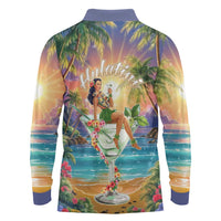 Aloha Hawaii Long Sleeve Polo Shirt Hula Martini Tropical Vibes LT05 - Polynesian Pride