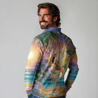 Aloha Hawaii Long Sleeve Polo Shirt Hula Martini Tropical Vibes LT05 - Polynesian Pride