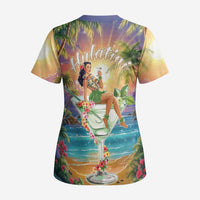 Aloha Hawaii Scrub Top Hula Martini Tropical Vibes LT05 - Polynesian Pride