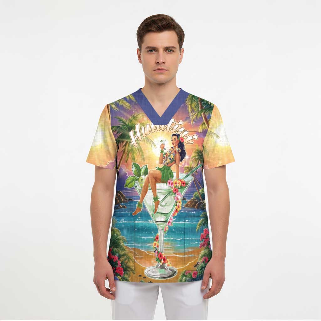 Aloha Hawaii Scrub Top Hula Martini Tropical Vibes LT05 - Polynesian Pride