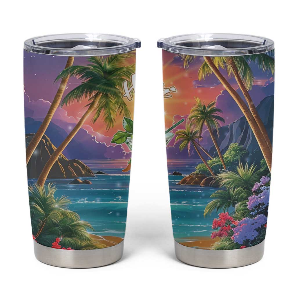 Aloha Hawaii Tumbler Cup Hula Martini Tropical Vibes LT05 Colorful - Polynesian Pride