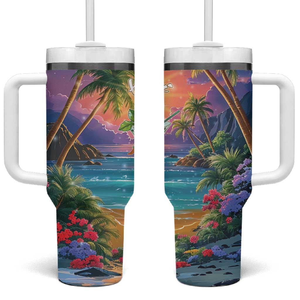 Aloha Hawaii Tumbler With Handle Hula Martini Tropical Vibes LT05 One Size: 40 oz Colorful - Polynesian Pride