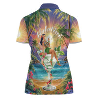 Aloha Hawaii Women Polo Shirt Hula Martini Tropical Vibes LT05 - Polynesian Pride