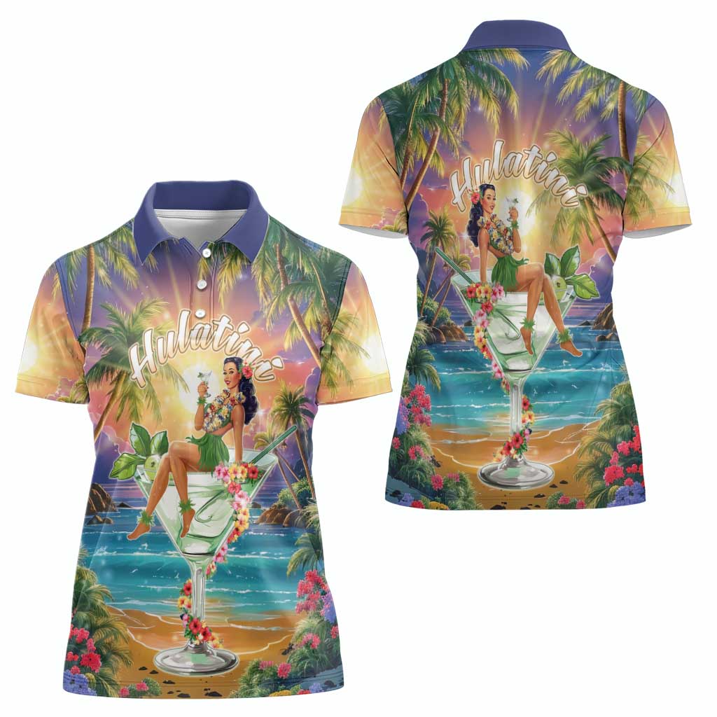 Aloha Hawaii Women Polo Shirt Hula Martini Tropical Vibes LT05 - Polynesian Pride