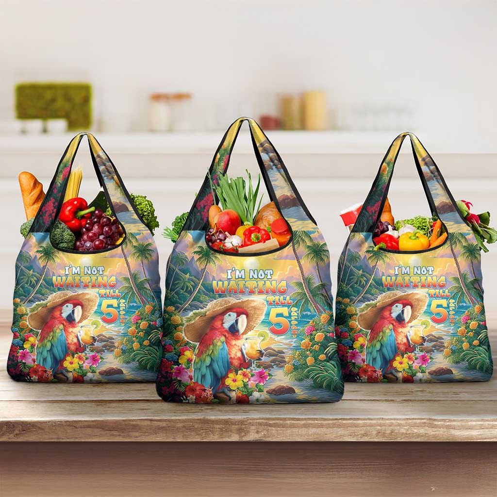 Hawaii Parrot Grocery Bag Im Not Waiting Till 5 Oclock LT05 3-pack One Size Colorful - Polynesian Pride