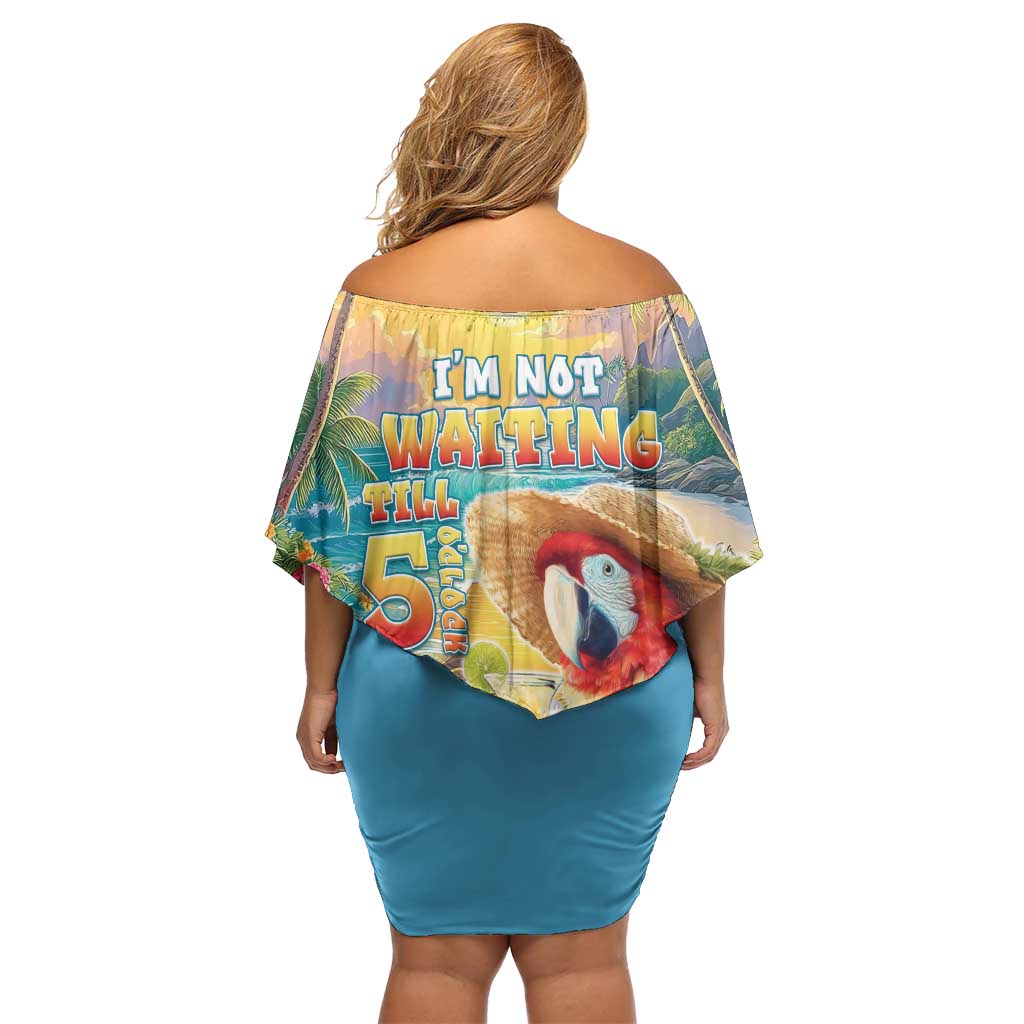 Hawaii Parrot Off Shoulder Short Dress Im Not Waiting Till 5 Oclock LT05 - Polynesian Pride