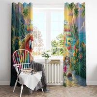 Hawaii Parrot Window Curtain Im Not Waiting Till 5 Oclock LT05 - Polynesian Pride