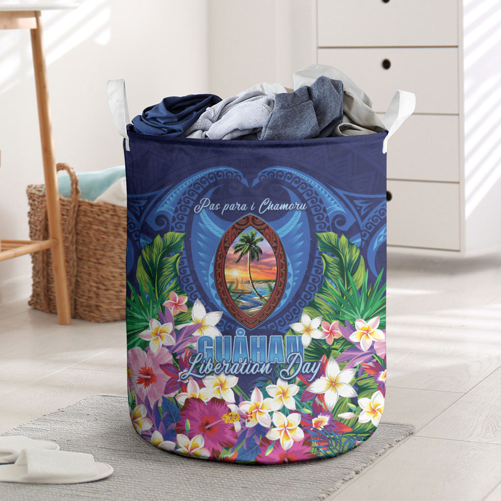 Guam Liberation Day Laundry Basket Pas Para I Chamoru LT05 Navy - Polynesian Pride