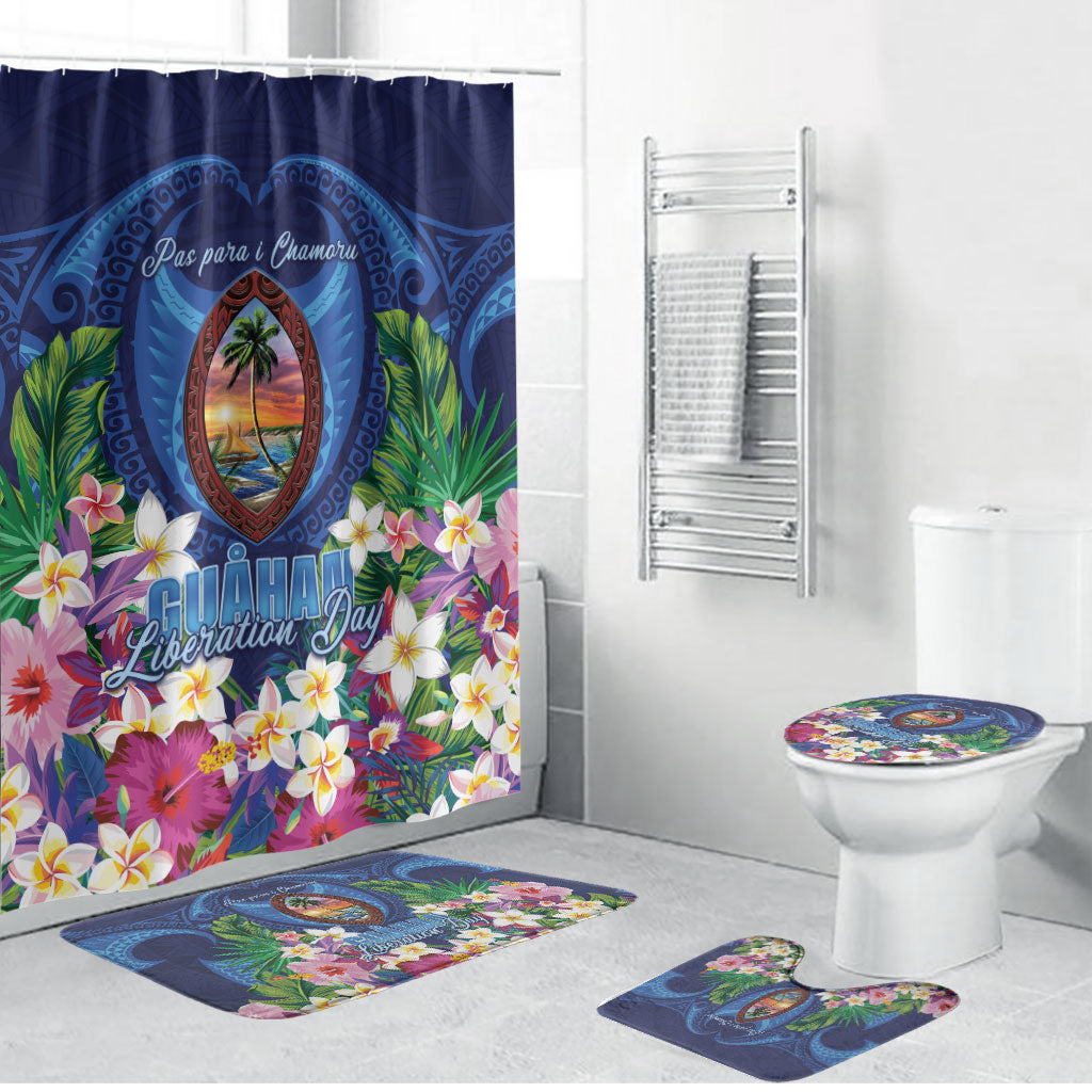 Guam Liberation Day Bathroom Set Pas Para I Chamoru LT05 Bathroom Set (4 pcs) Navy - Polynesian Pride