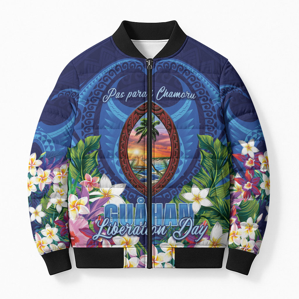 Guam Liberation Day Bomber Puffer Jacket Pas Para I Chamoru LT05 Unisex Navy - Polynesian Pride