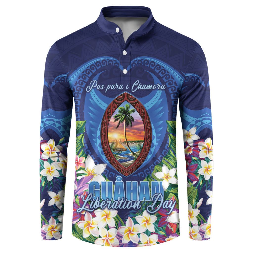 Guam Liberation Day Button Sweatshirt Pas Para I Chamoru LT05 Navy - Polynesian Pride