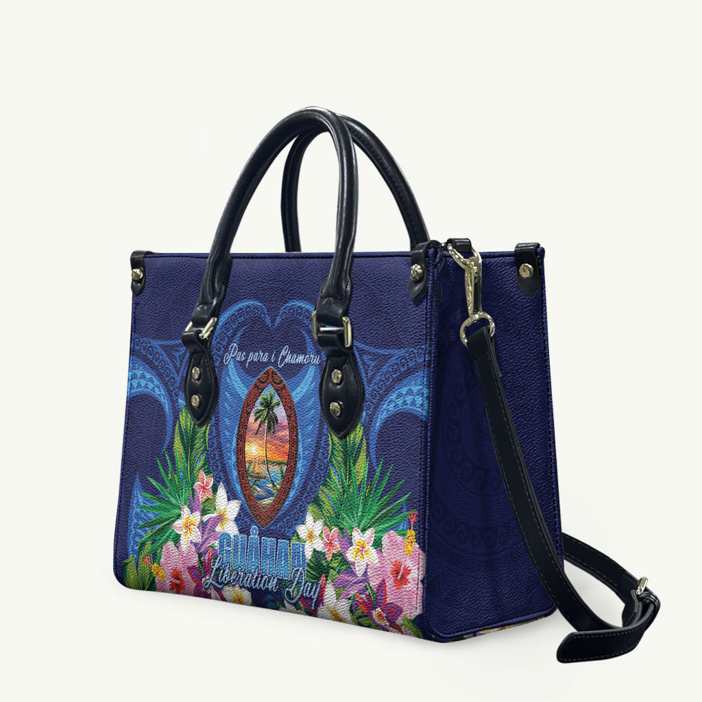 Guam Liberation Day Leather Bag Pas Para I Chamoru LT05 Navy - Polynesian Pride