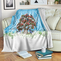 New Zealand Birds Christmas Blanket Pohutukawa Xmas Tree LT05 Blue - Polynesian Pride