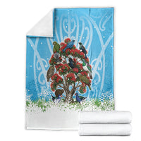 New Zealand Birds Christmas Blanket Pohutukawa Xmas Tree LT05 - Polynesian Pride