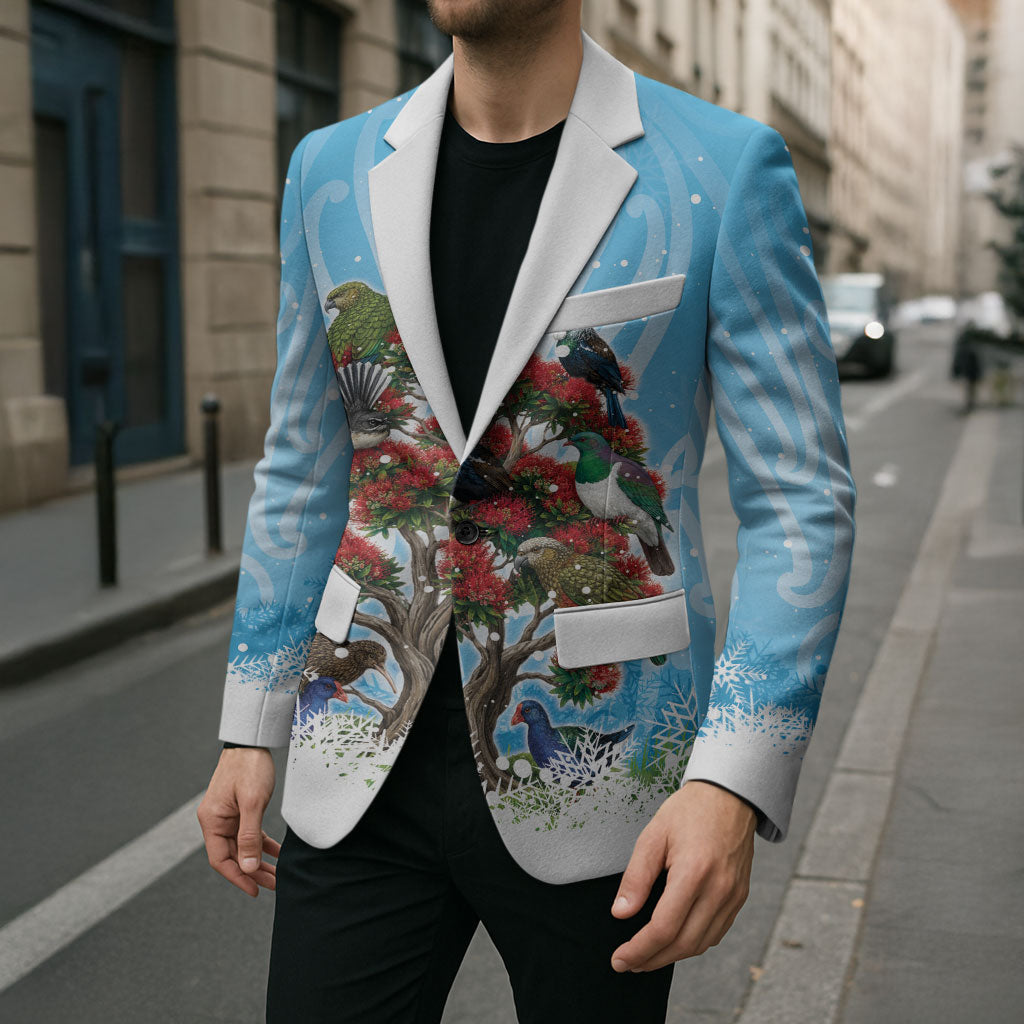 New Zealand Birds Christmas Blazer Pohutukawa Xmas Tree LT05 - Polynesian Pride